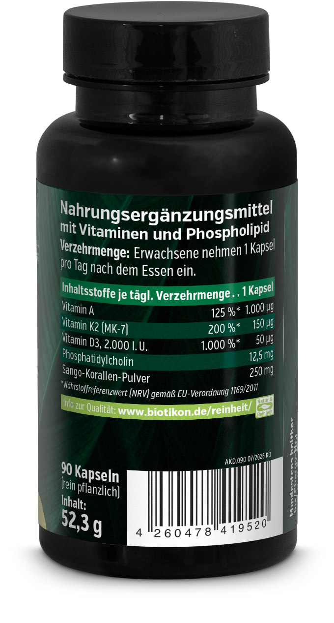 Illustrazione della dose di vitamina A K D lato posteriore 2