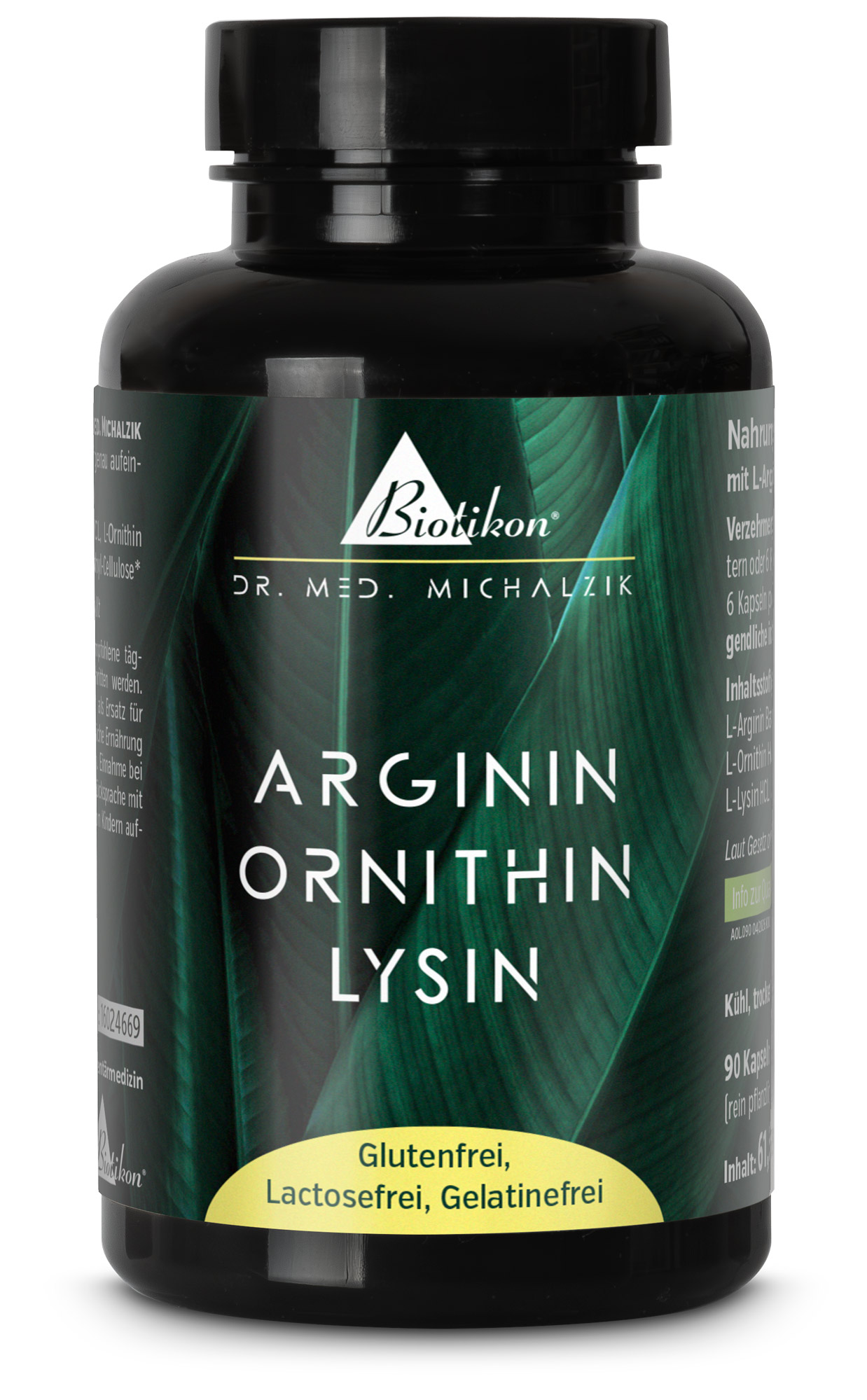 Bottiglia blu con 120 capsule bianche, di origine vegana.
