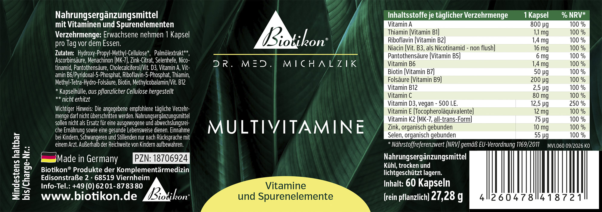 Confezione con 60 capsule di multivitaminici vegani