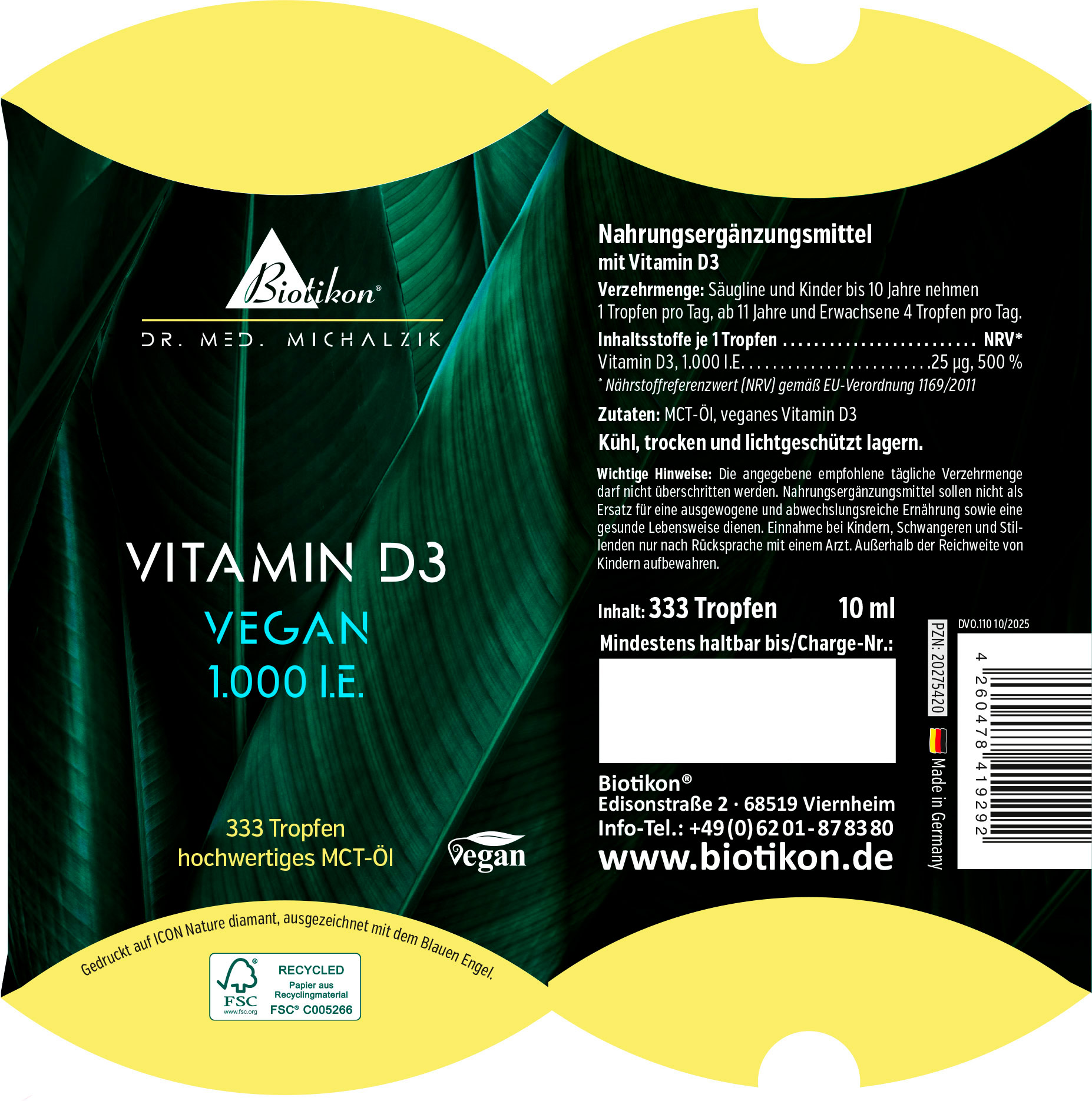 Confezione cuscino vegano con vitamina D3 da 1.000 UI Confezione cuscino vegano con vitamina D3 da 1.000 UI