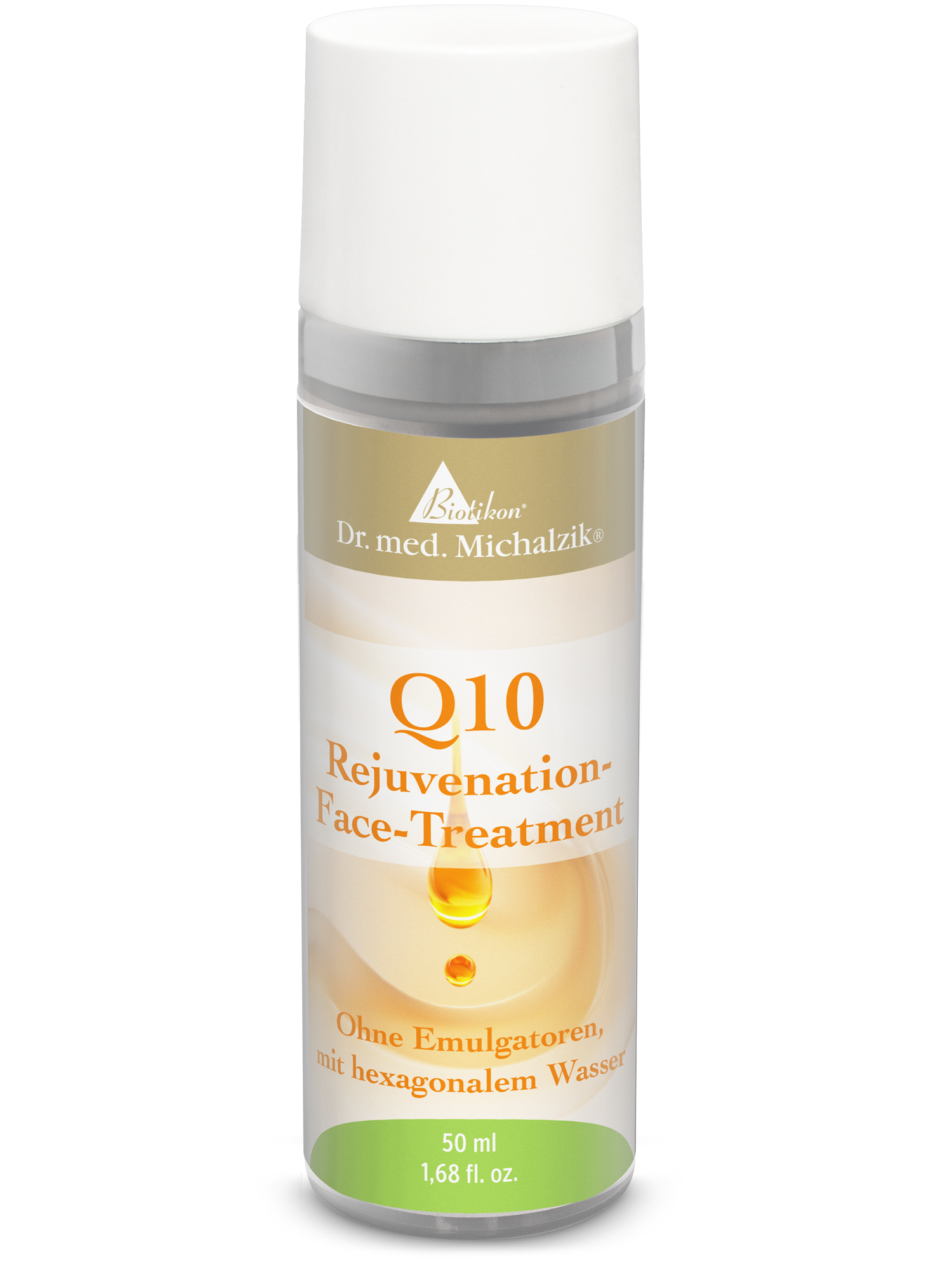 Trattamento Viso Ringiovanente Q10 – 50 ml Trattamento viso con Q10 in flacone spray da 50 ml, liquido trasparente, privo di emulsionanti.