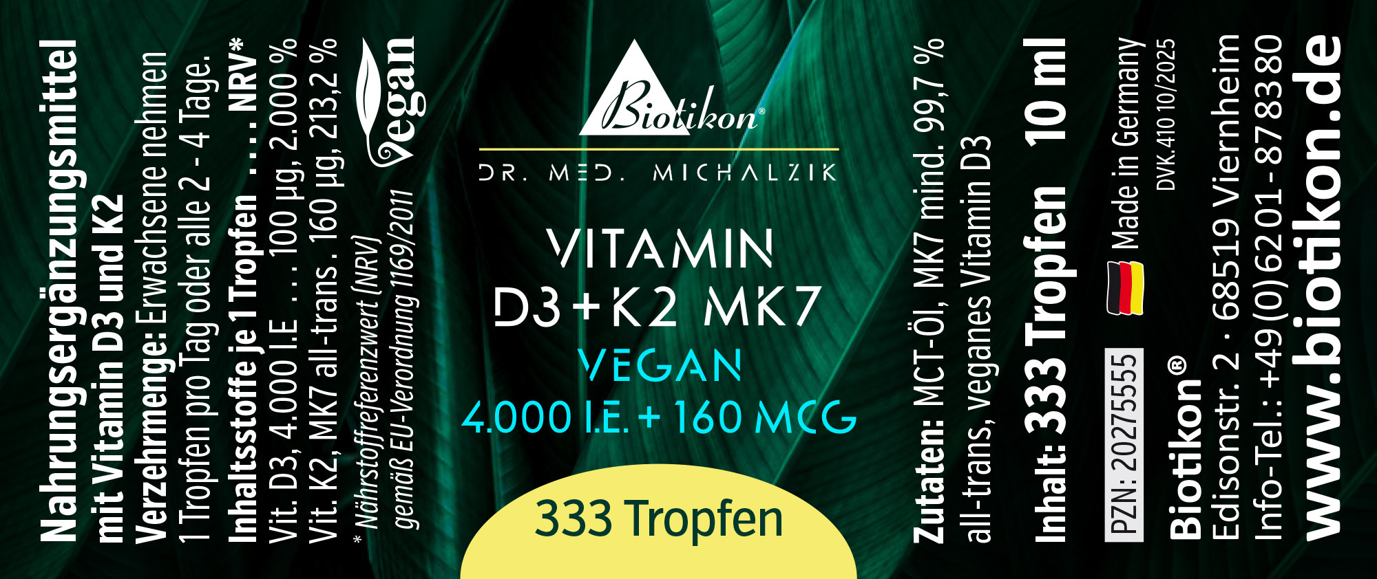 Vitamina D3 K2-4000IE etichetta vegana Vitamina D3 K2-4000IE etichetta vegana