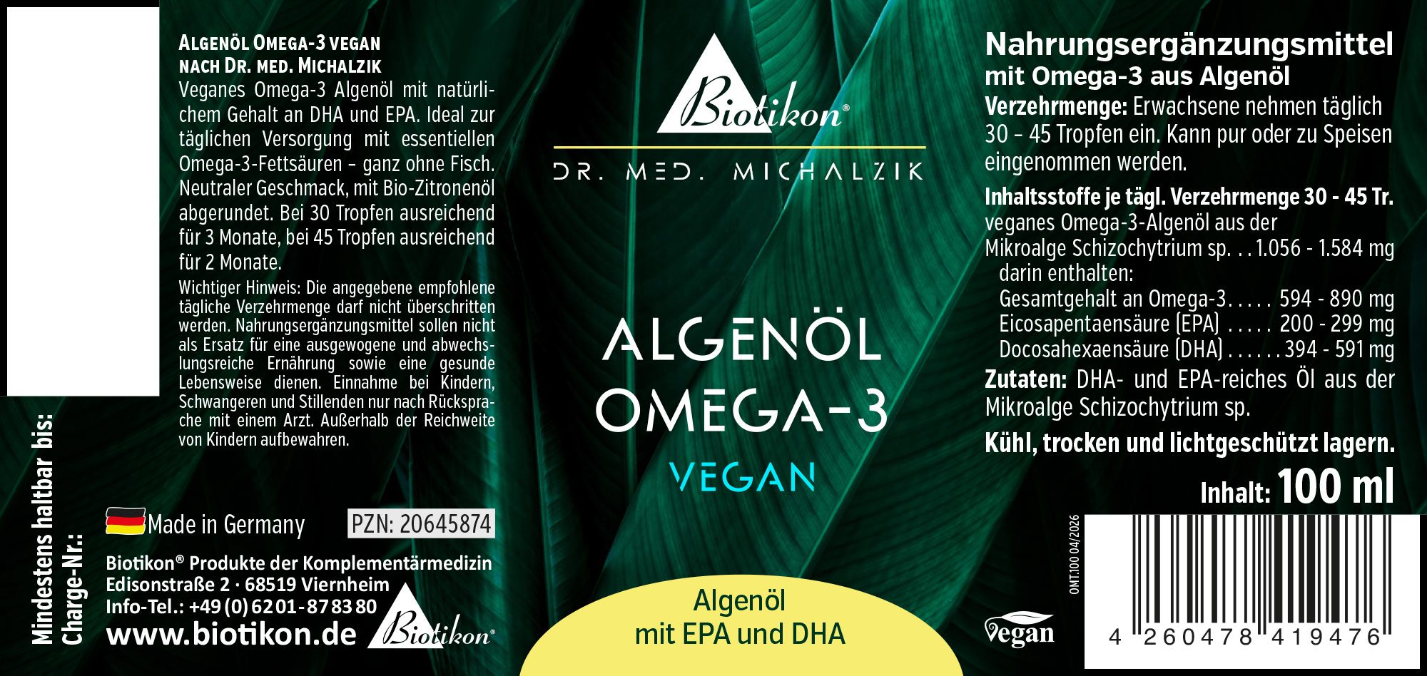 Olio di Alghe Omega-3 Vegano