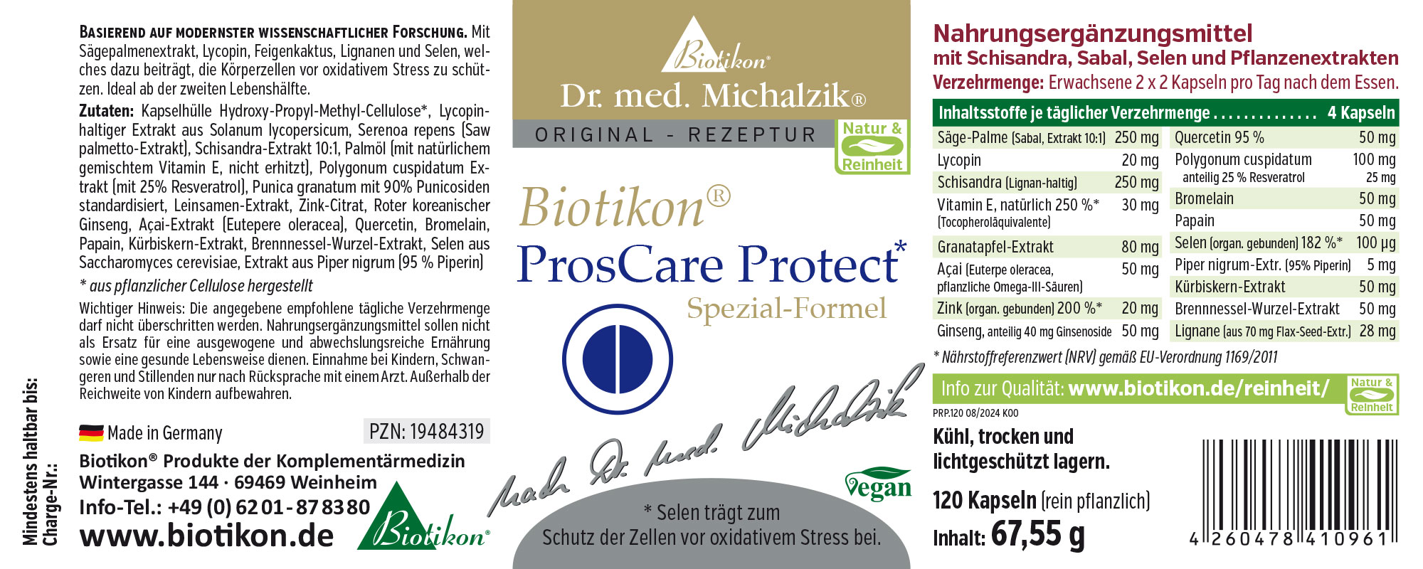 ProCare Protect 120 Capsule – Integratore Alimentare 120 capsule per protezione antiossidante, formula speciale, vegano, in confezione gialla.