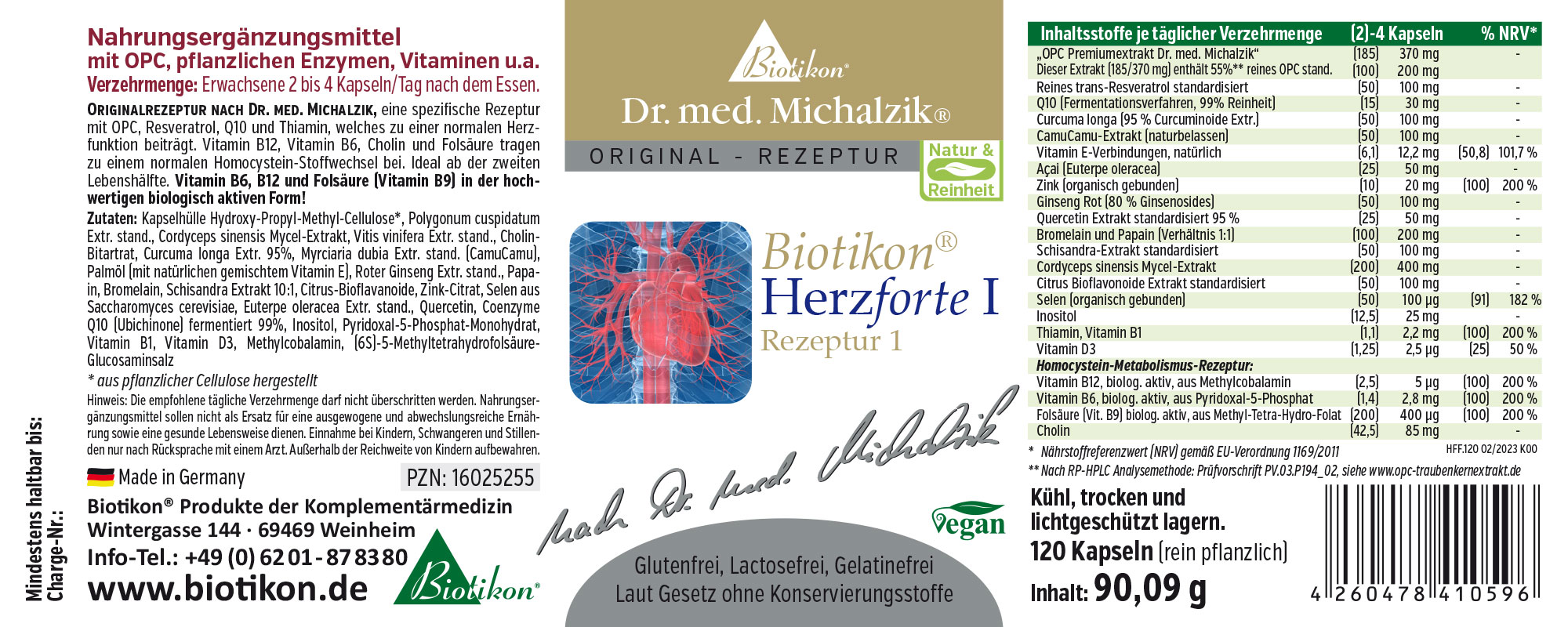 Biotikon Cuore Forte I - 120 Capsule Integratore alimentare per il supporto cardiaco, 120 capsule vegane in confezione verde.