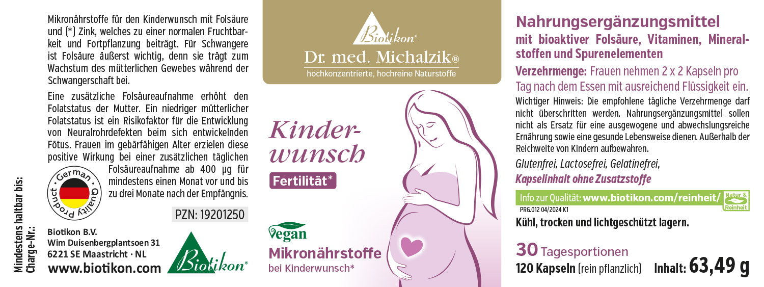 Acido Folico 120 Capsule - Integratore Fertilità Integratore per la fertilità con 120 capsule vegane, confezionato in una scatola, vista frontale.