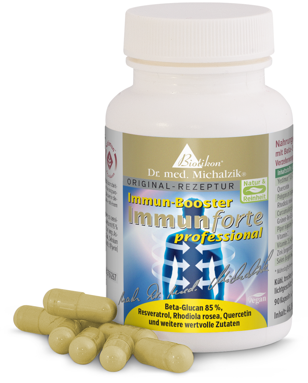 Booster Immunitario 90 Capsule – Professionale Bottiglia con 90 capsule vegane, beige, booster immunitario, vista del pacco