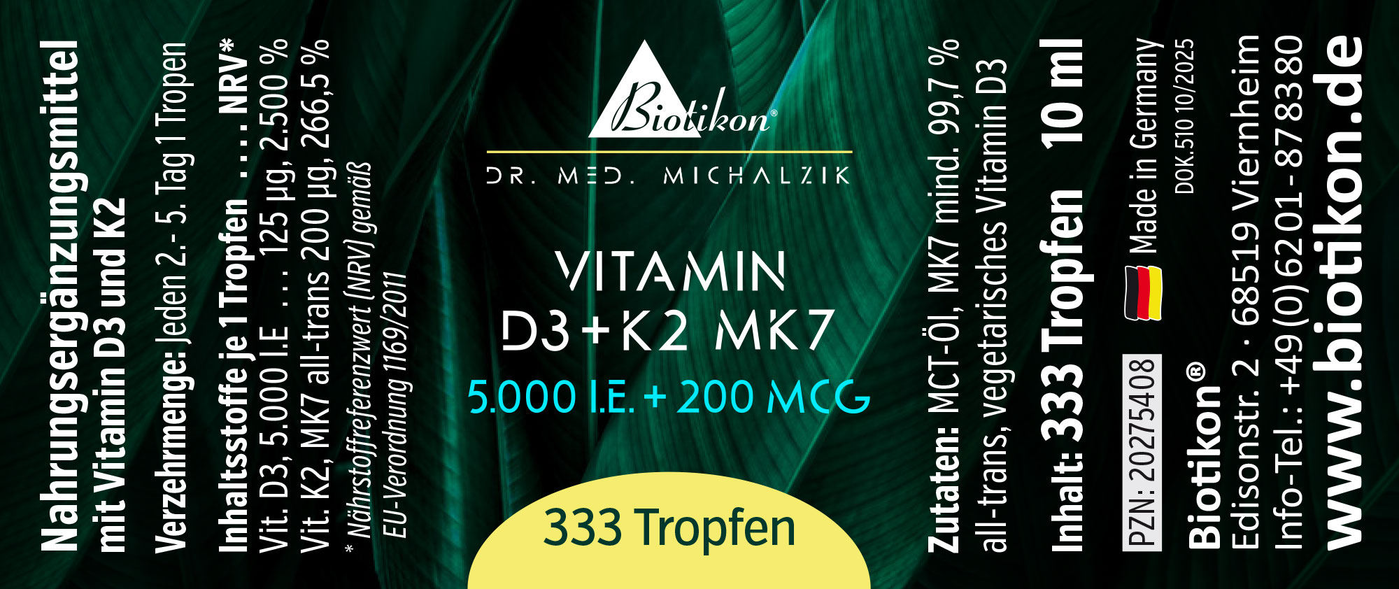 Vitamina D3 K2-5000 UI etichetta convenzionale Vitamina D3 K2-5000 UI etichetta convenzionale