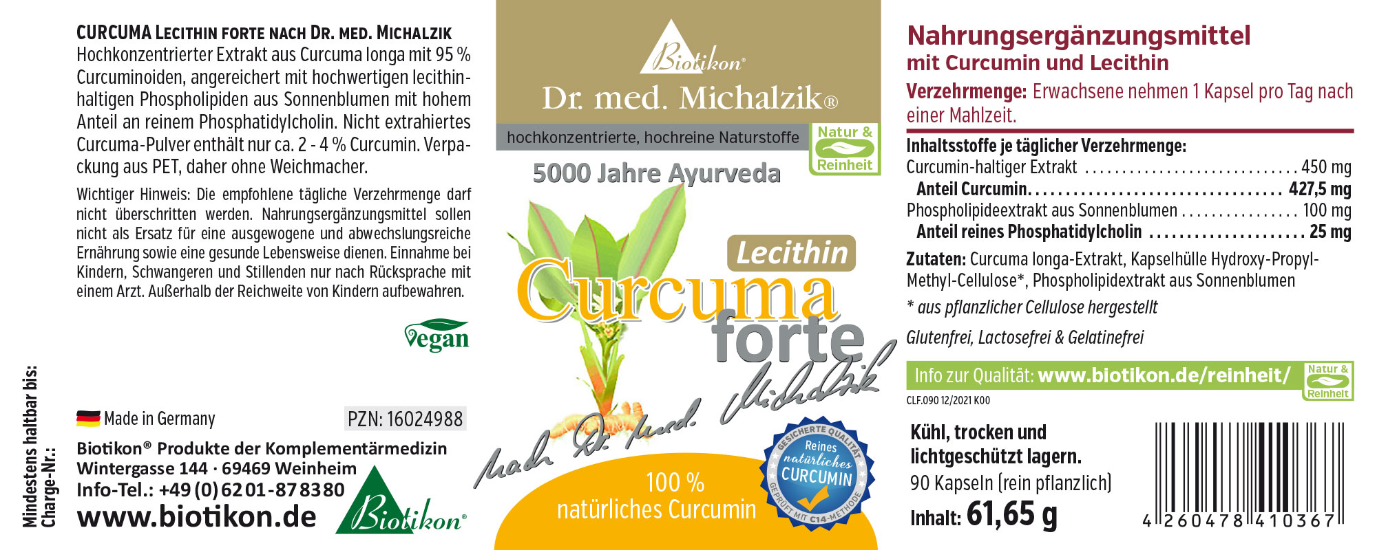 Curcuma Lecitina Forte – 90 Capsule Integratore alimentare Curcuma Lecitina Forte, 90 capsule vegetali in confezione blu, ingredienti visibili.