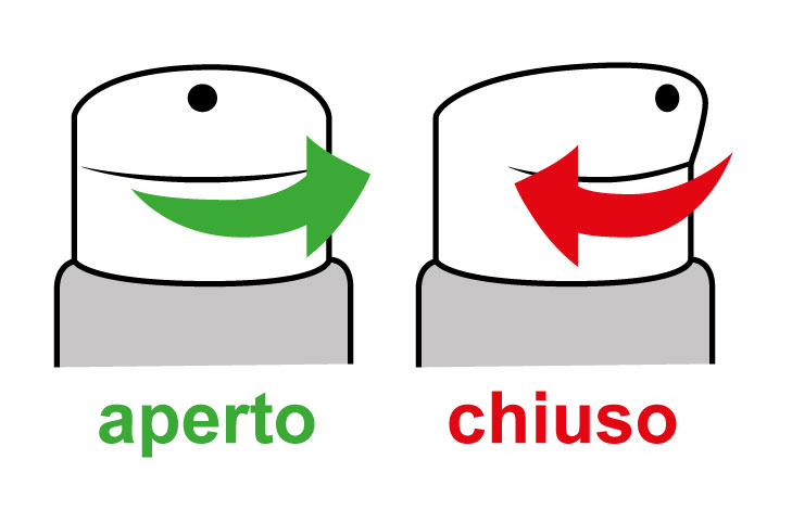 Serratura di Sicurezza – Aperta e Chiusa Illustrazione di una serratura di sicurezza, mostra la posizione 'aperto' in verde e 'chiuso' in rosso.