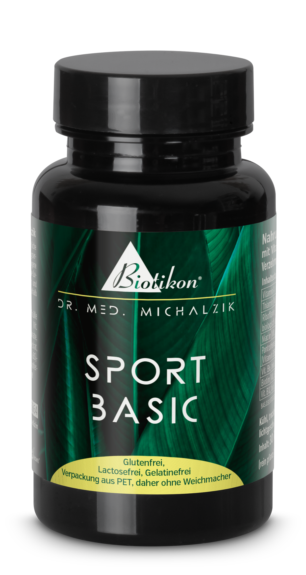 Sport Basic – Integratore Alimentare in Capsule Bottiglia nera di capsule con etichetta verde, 300 capsule, senza glutine, senza lattosio, senza gelatina.