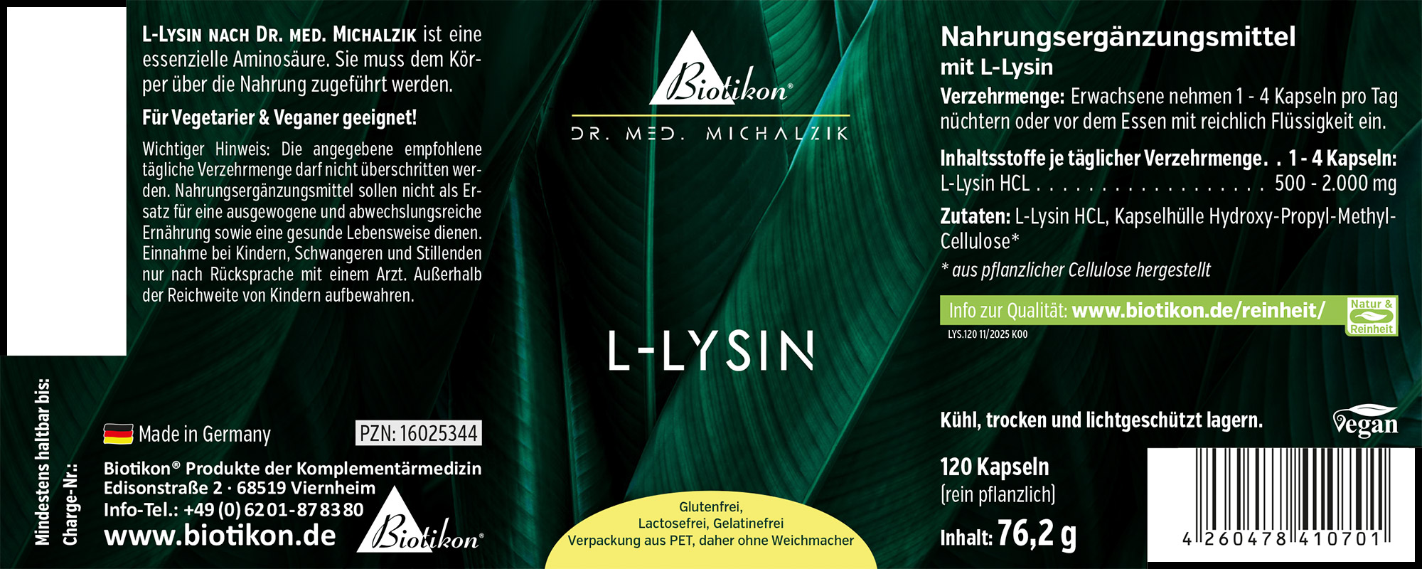 L-Lisina 500 mg – 120 Capsule