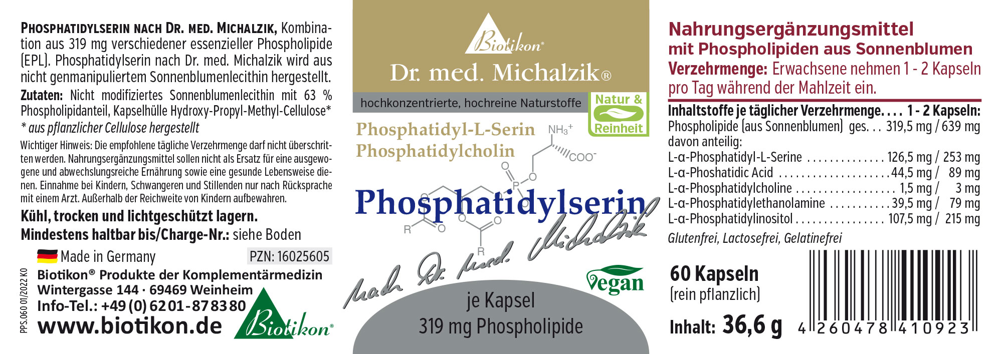 Fosfatidilserina 319 mg – 60 Capsule 60 capsule contenenti 319 mg di fosfolipidi da girasole, con guscio vegetale grigio.