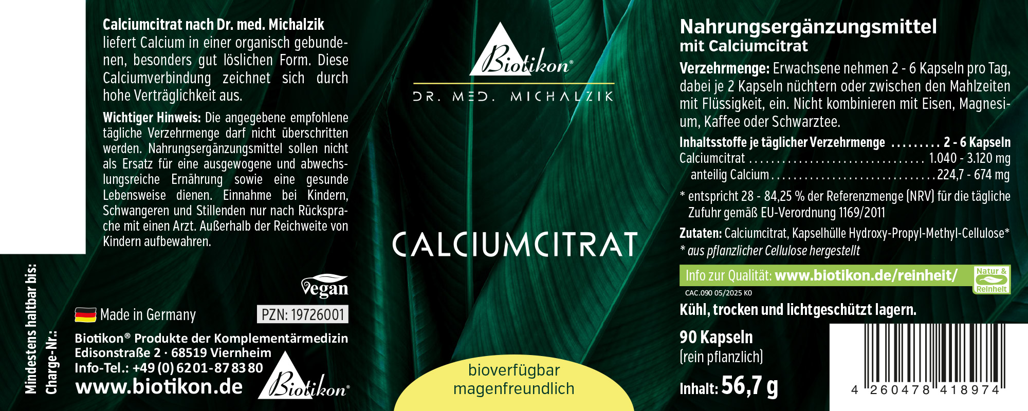 Citrato di Calcio - 90 Capsule Integratore di citrato di calcio in capsule vegane, confezione mostra 90 capsule e dettagli sugli ingredienti.