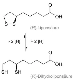 Formula strutturale dell'acido R-alfa lipoico Formula strutturale dell'acido R-alfa lipoico