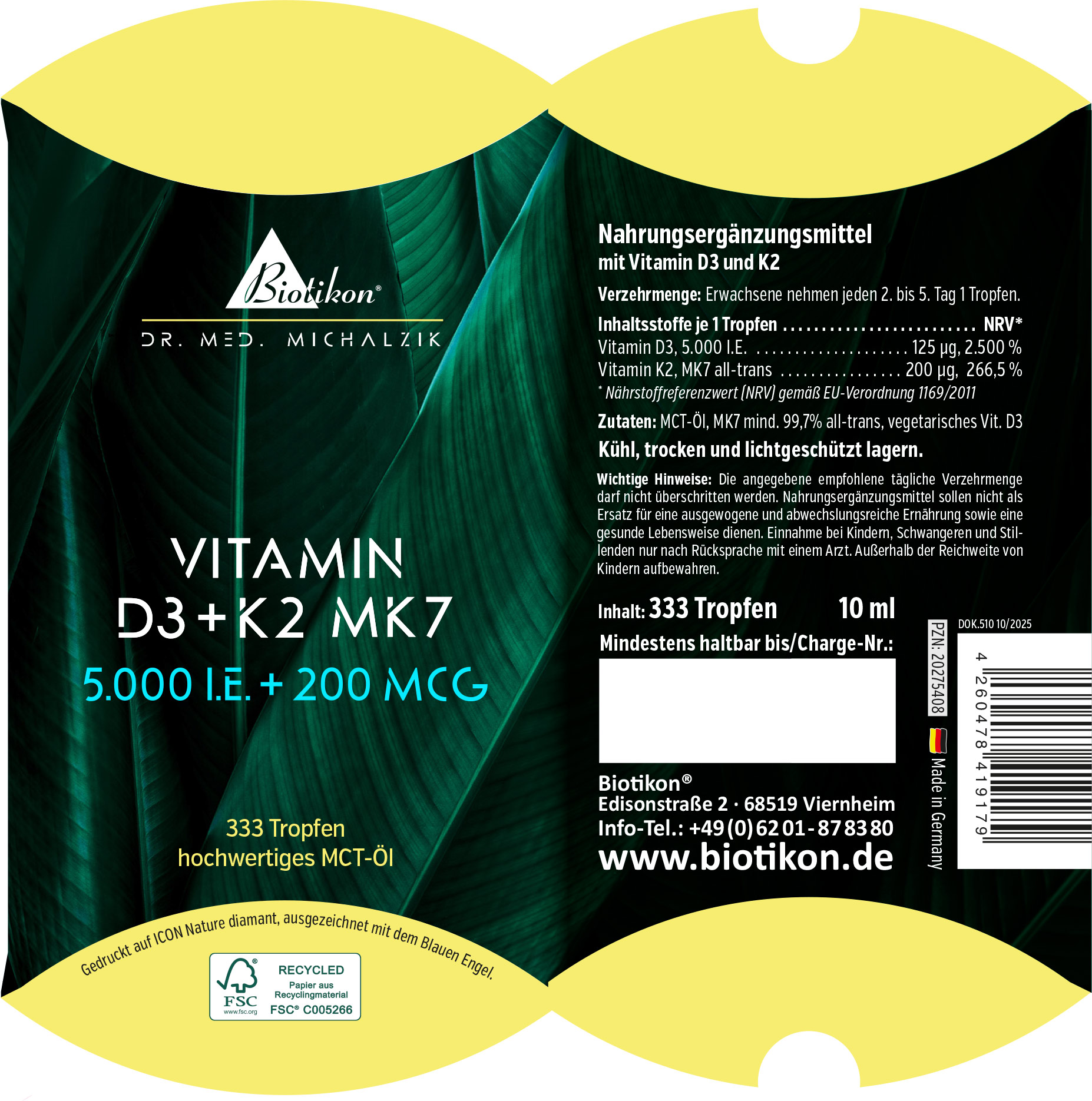 Vitamina D3 + K2 5.000 UI 200 mcg in confezione a cuscino convenzionale Vitamina D3 + K2 5.000 UI 200 mcg in confezione a cuscino convenzionale