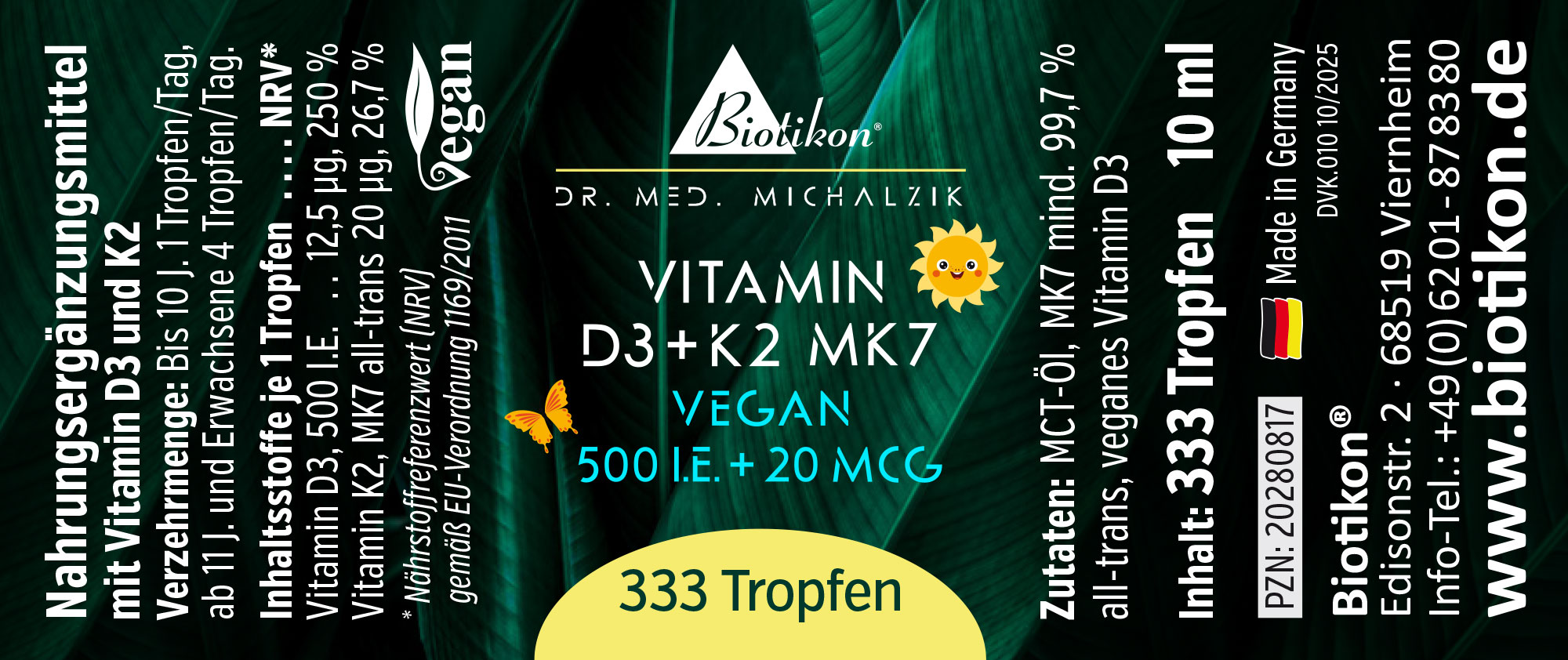 Vitamina D3 K2-500IE etichetta vegana Vitamina D3 K2-500IE etichetta vegana
