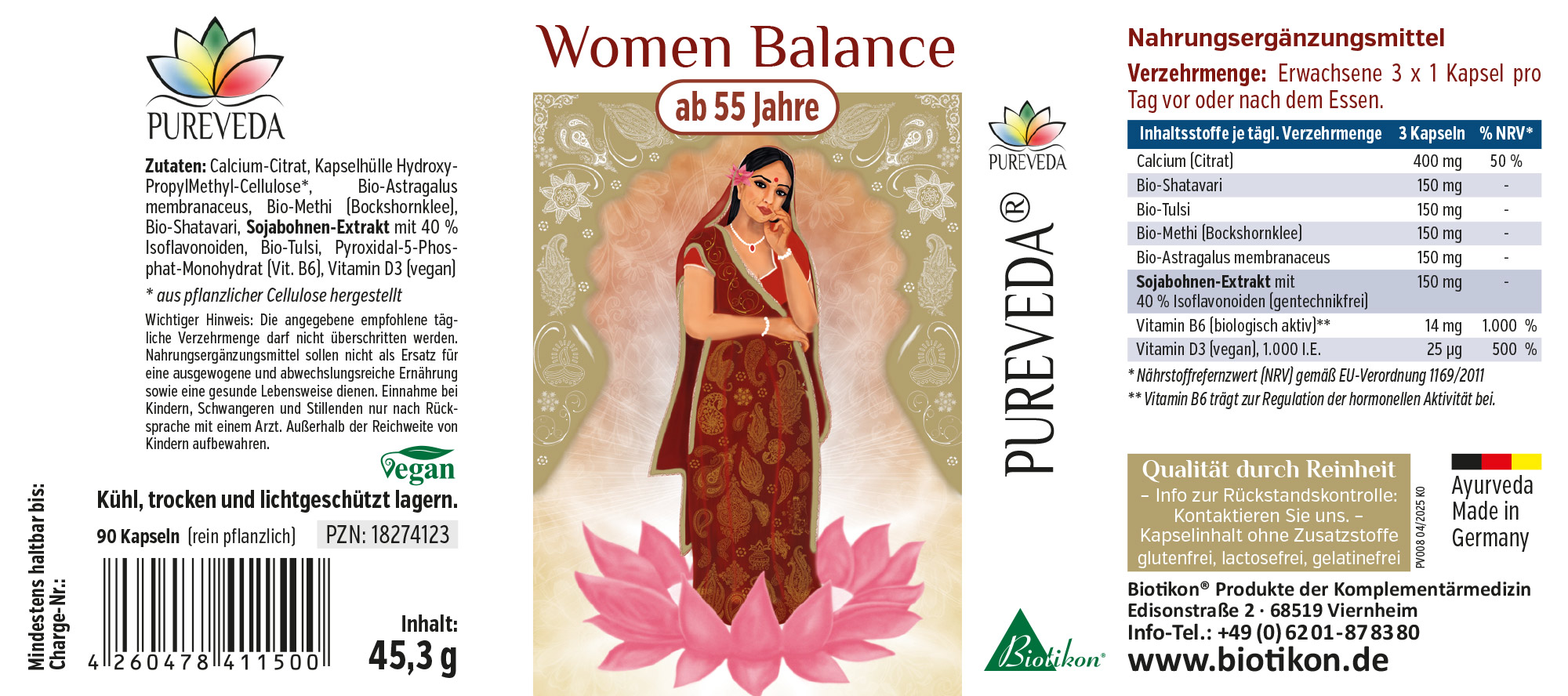 Women Balance 90 Capsule - Integratore Alimentare Confezione di Women Balance, 90 capsule vegane per donne oltre 55 anni, con estratti vegetali, dal design vivace.