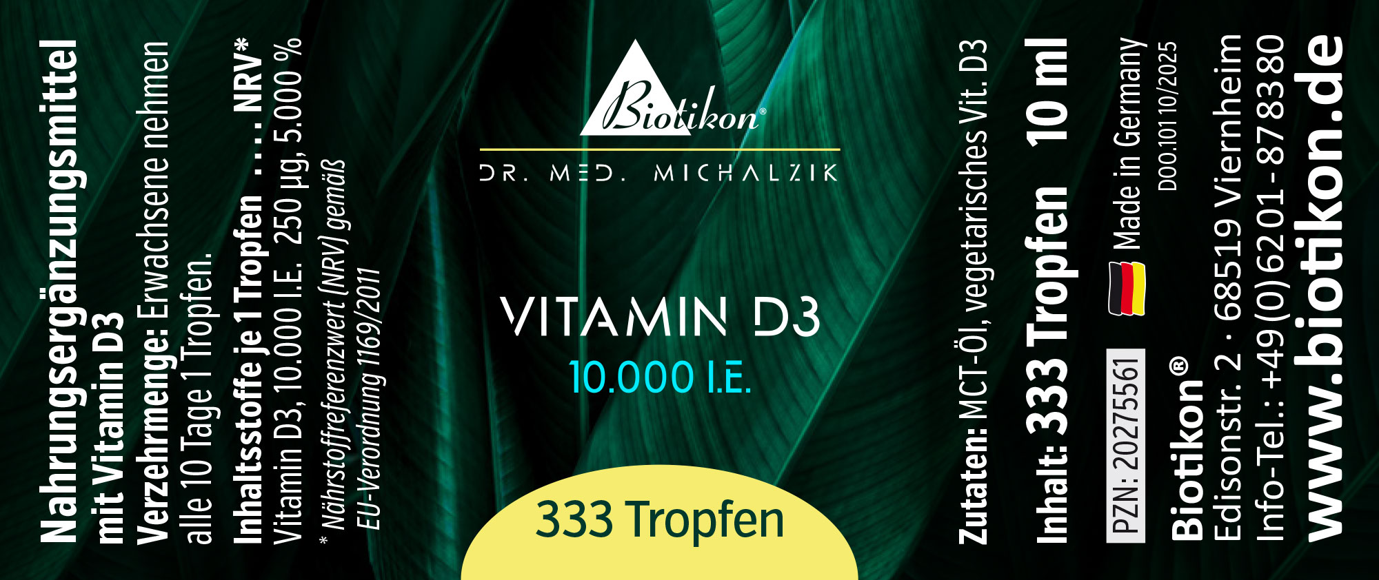 Etichetta convenzionale della vitamina D3 10000 UI Etichetta convenzionale della vitamina D3 10000 UI