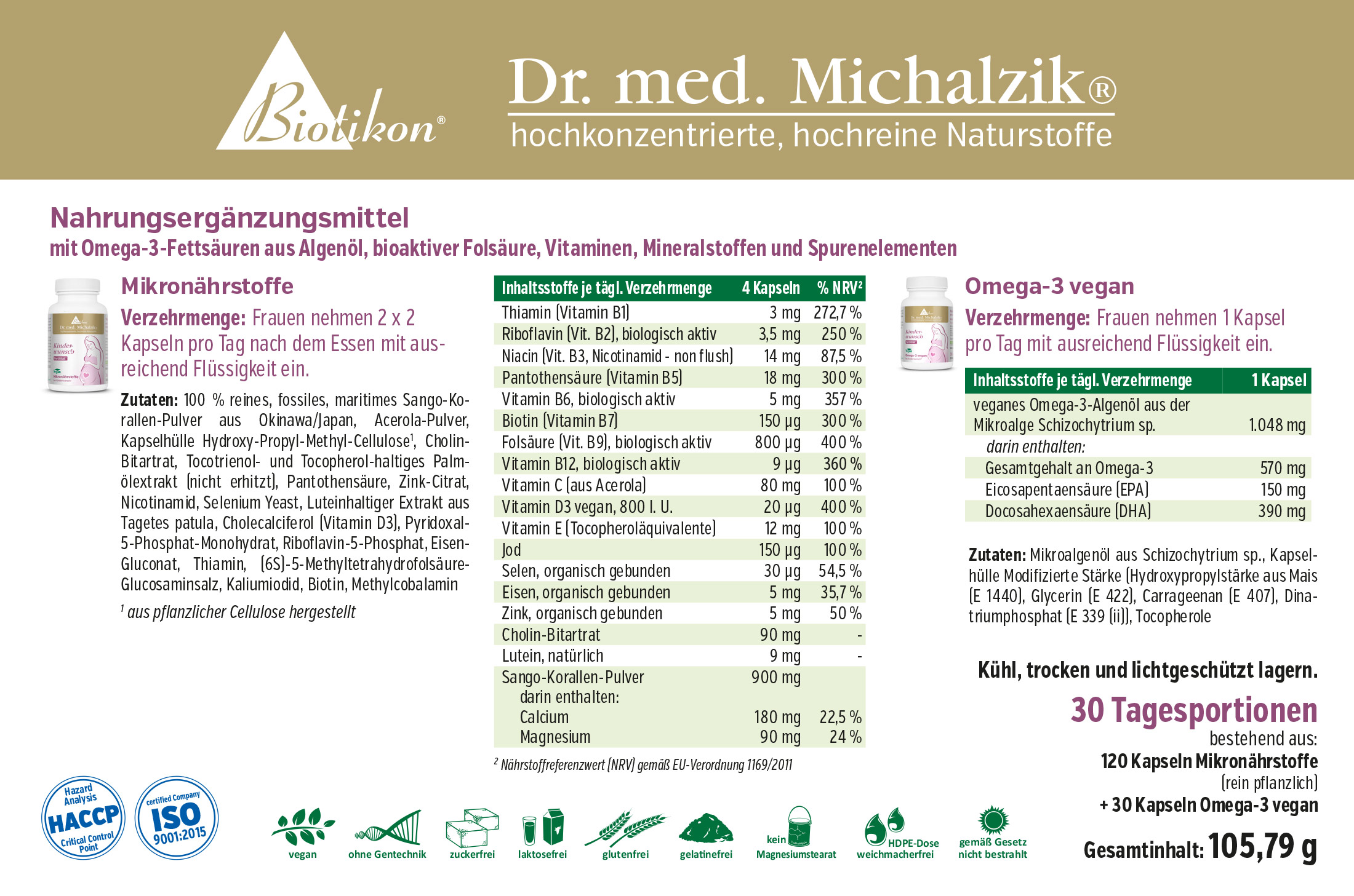 Micronutrienti 120 Capsule – Omega-3 Vegano 30 Capsule Integratore alimentare con 120 capsule di micronutrienti e 30 capsule di Omega-3, in confezione trasparente, colori vivaci.