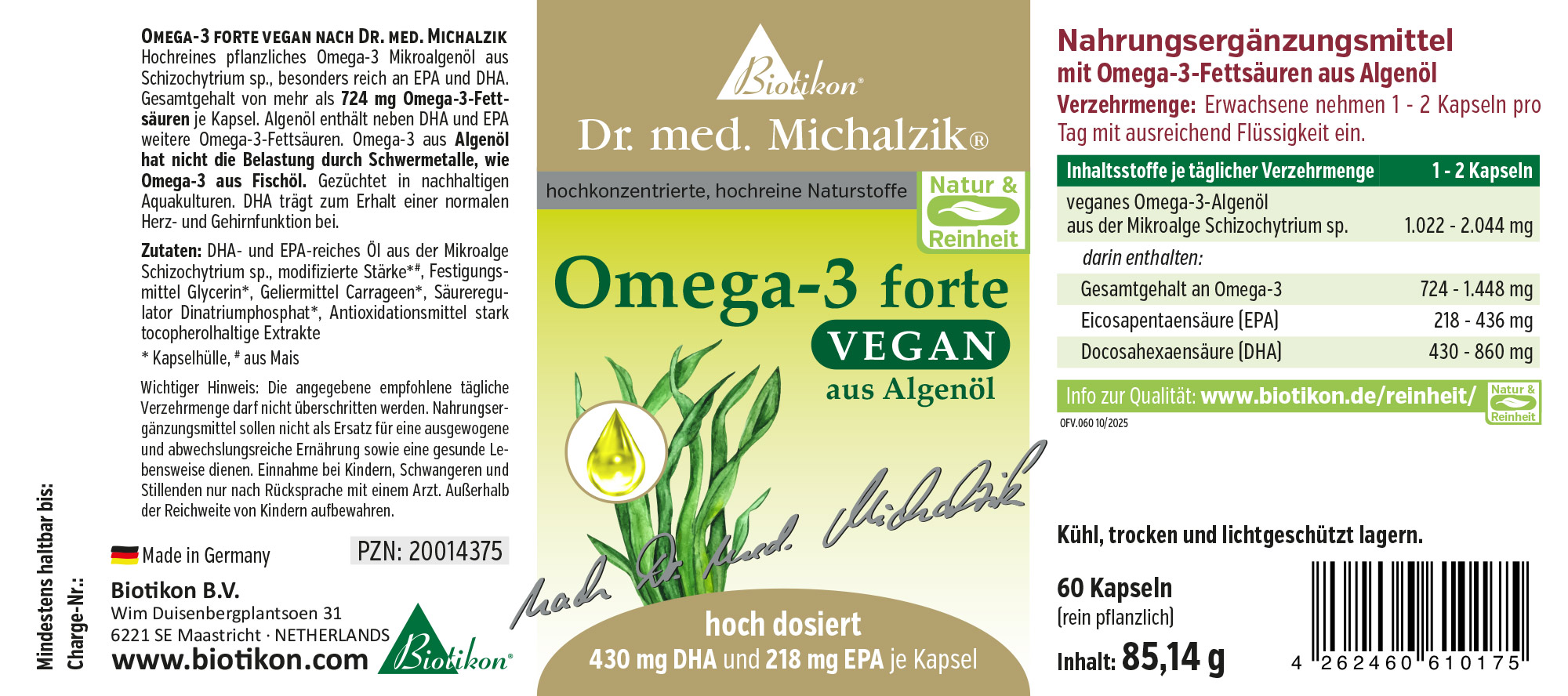 Omega-3 forte vegan -60 capsule, vetro viola