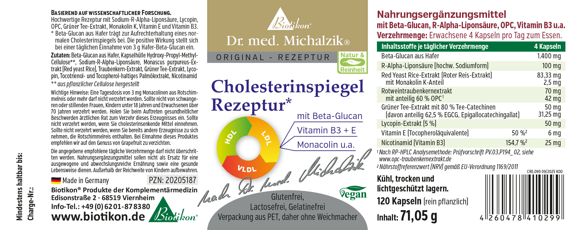 Regolatore del Colesterolo – 120 Capsule Integratore alimentare Regolatore del Colesterolo con Beta-Glucano, 120 capsule in confezione rossa e verde.
