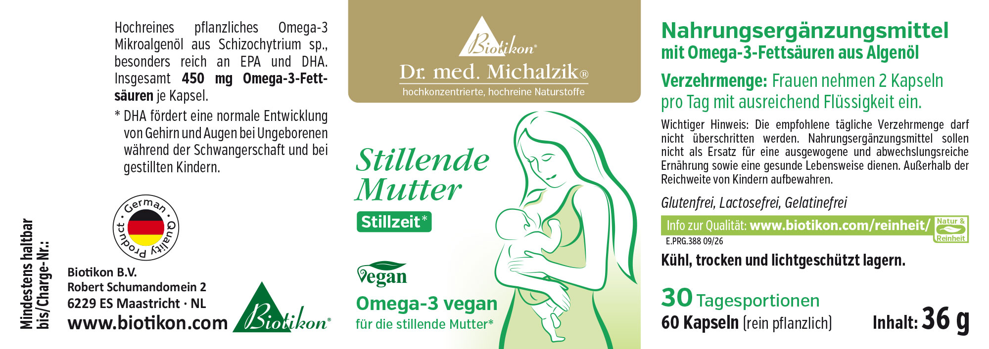 Integratore vegetale Omega-3 da microalghe, 30 capsule, 42,3 g.