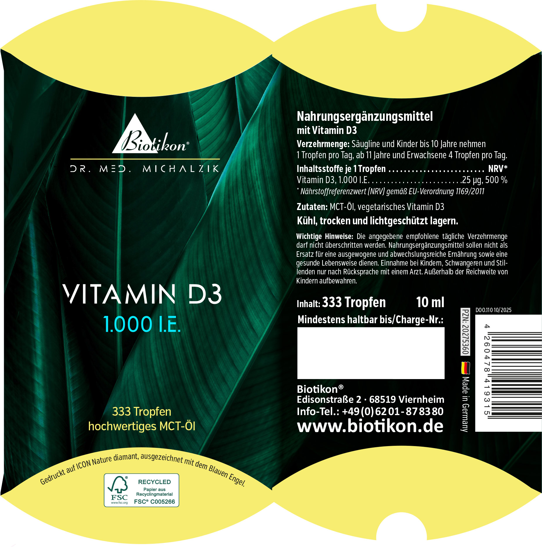 Vitamina D3 1.000 UI, confezione a cuscino convenzionale Vitamina D3 1.000 UI, confezione a cuscino convenzionale