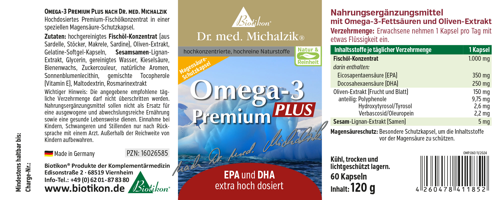 Omega-3 Premium Plus 1000 mg – 60 Capsule Morbide 60 capsule morbide di Omega-3 Premium Plus, capsule in gelatina contenente concentrato di olio di pesce, capsule protette.